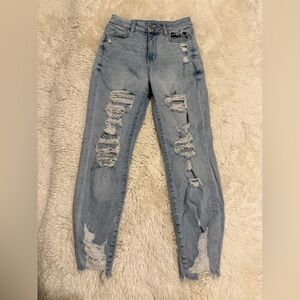 American Eagle Outfitters Light Blue Distressed Skinny Jeans